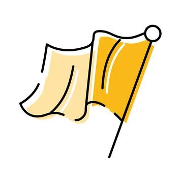 Yellow waving flag icon representing location direction Stock Illustration