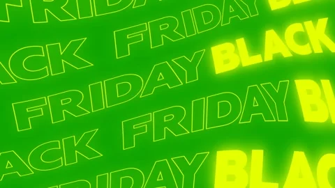 Yellow wavy text Black Friday on green background Stock Footage 314505086