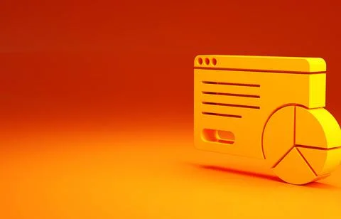 Yellow Web analytics information and development website statistic icon isola Illustrazione stock