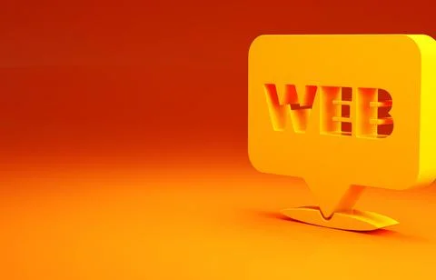 Yellow Web and graphic design icon isolated on orange background. Creative an Stock Illustration
