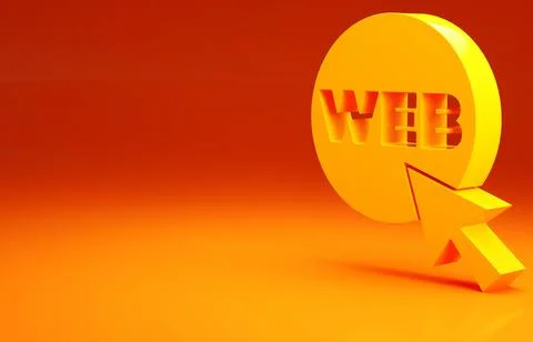 Yellow Web and graphic design icon isolated on orange background. Creative an Ilustración de archivo