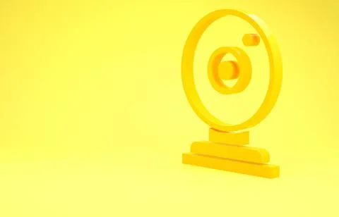 Yellow Web camera icon isolated on yellow background. Chat camera. Webcam ico Stockillustratie