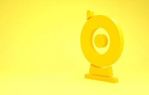 Yellow Web camera icon isolated on yellow background. Chat camera. Webcam ico Stock Illustration