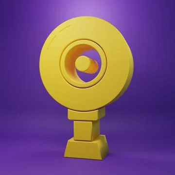 Yellow Web camera icon isolated on purple background. Chat camera. Webcam i.. Stock Illustration