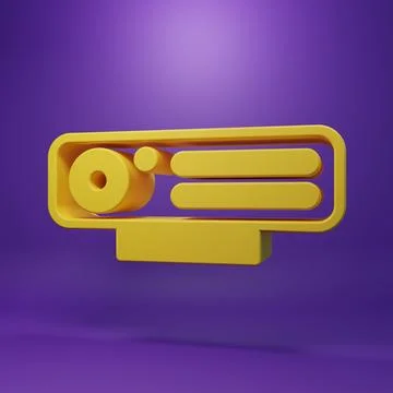 Yellow Web camera icon isolated on purple background. Chat camera. Webcam i.. Stock Photos