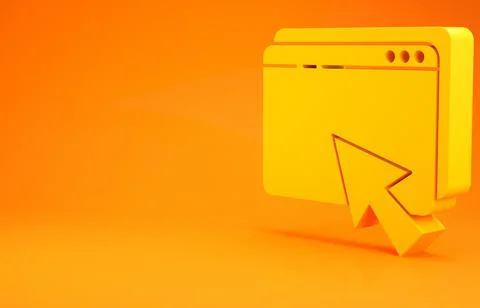 Yellow Web design and development concepts icon isolated on orange background Stock Illustration