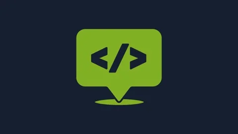 Yellow Web design and front end development icon isolated on blue background. 4K Stock Footage 232077813