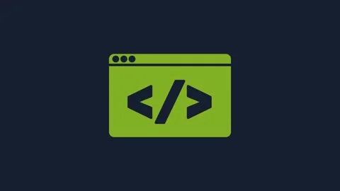 Yellow Web design and front end development icon isolated on blue background. 4K Stock Footage 232077943