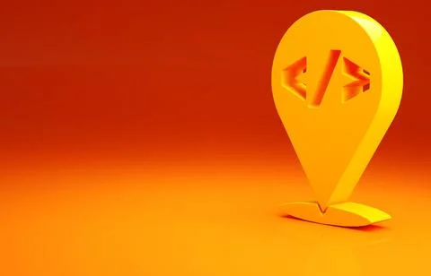Yellow Web design and front end development icon isolated on orange backgroun Stock Illustration