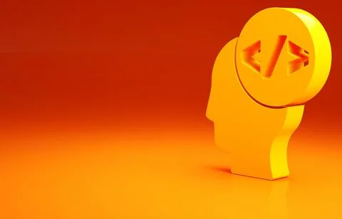 Yellow Web design and front end development icon isolated on orange backgroun Illustrazione stock