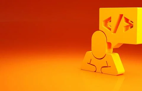 Yellow Web design and front end development icon isolated on orange backgroun Stock Illustration