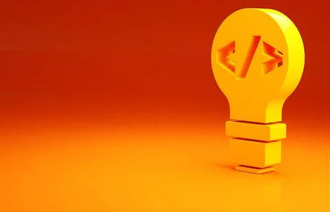 Yellow Web design and front end development icon isolated on orange backgroun Stock Illustration