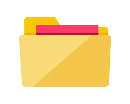 Yellow Web Folder Sign with Documents. Interface Stock Illustration