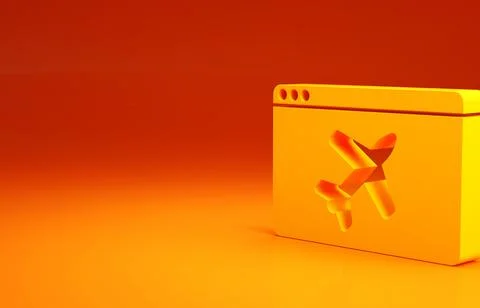 Yellow Website template icon isolated on orange background. Internet communic 库存插图