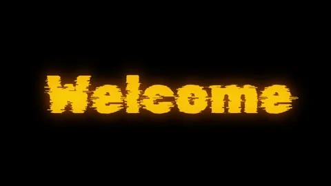 Yellow welcome text with a digital glitch effect appearing on a dark backgroud Vídeos de archivo 326545343