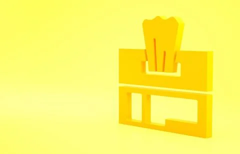 Yellow Wet wipe pack icon isolated on yellow background. Minimalism concept.  Illustrazione stock