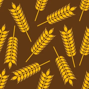 Yellow wheat ears seamless pattern Stock Illustration