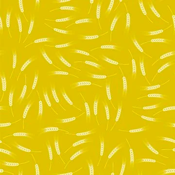 Yellow Wheat Seamless Pattern. Cereal Spikes 스톡 일러스트