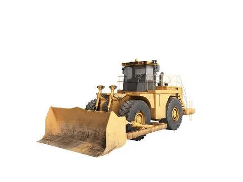 Yellow wheels Bulldozer 3d render no shadow Stock Illustration