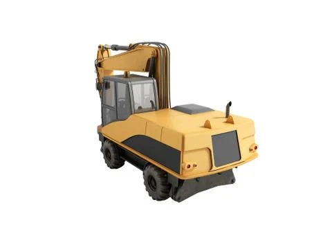 Yellow wheels Bulldozer 3d render no shadow Stock Illustration