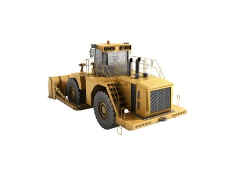 Yellow wheels Bulldozer 3d render no shadow Stock Illustration