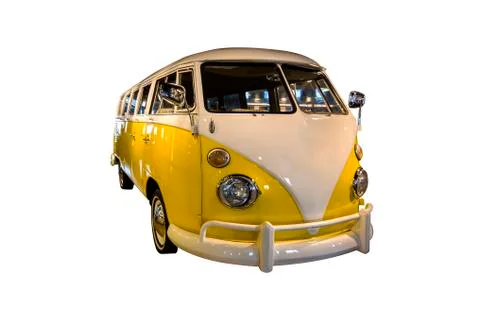 Yellow white microbus Stock Photos