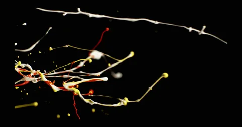 Yellow, white &amp; red paint in motion in 4K Stock Footage 59921335