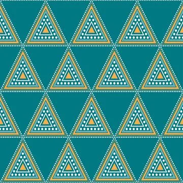 Yellow White Triangle Aztec on Blue Background. Stock Illustration