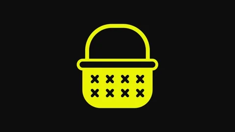 Yellow Wicker basket icon isolated on bl... | Stock Video | Pond5