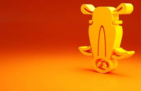 Yellow Wild boar head icon isolated on orange background. Animal symbol. Mini Stock Illustration