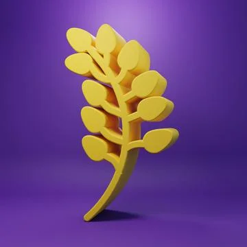 Yellow Willow leaf icon isolated on purple background. Minimalism concept. .. Stock Illustration