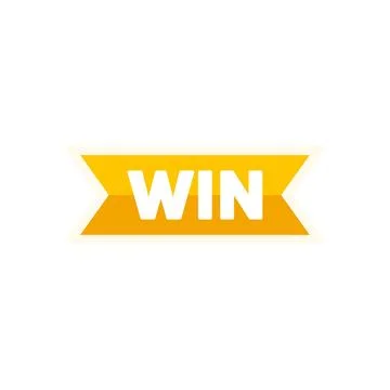 Yellow win ribbon banner representing success and victory Stock Illustration