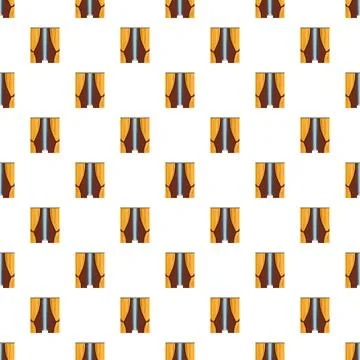 Yellow window curtains pattern on white seamless background Stock Illustration