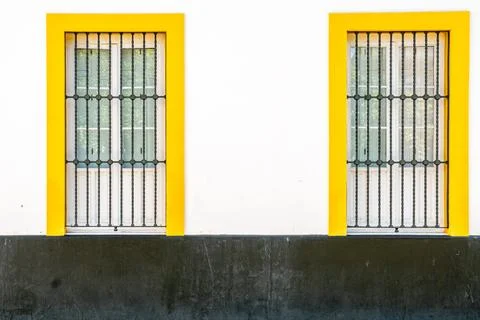 Yellow Window Facade 스톡 사진