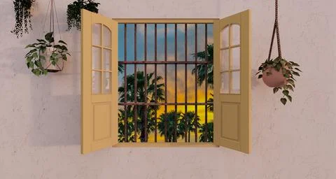Yellow window Stock Illustration