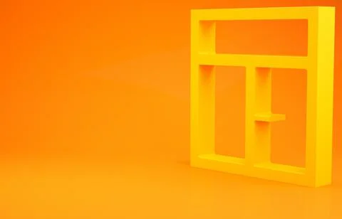 Yellow Window in the room icon isolated on orange background. Minimalism conc Stock Illustration