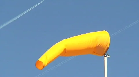 Yellow windsock 3 Stock Footage 80144