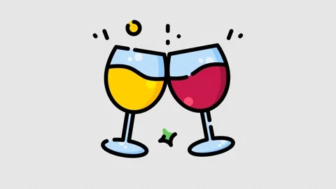 Yellow wine red wine two glass stemware sparkling celebration drink party icon 库存影片 346196848