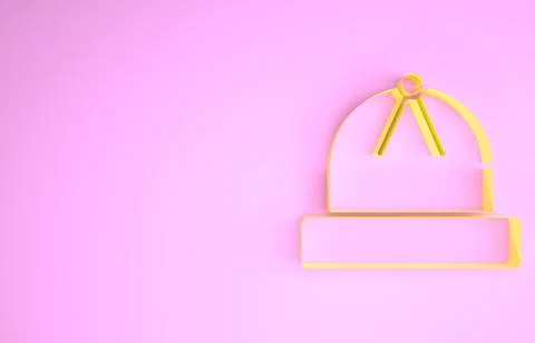 Yellow Winter hat icon isolated on pink background. Minimalism concept. 3d il 스톡 일러스트