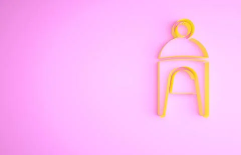 Yellow Winter hat icon isolated on pink background. Minimalism concept. 3d il イラスト素材