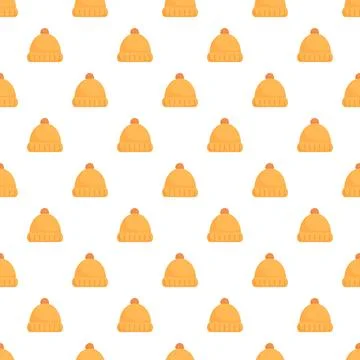 Yellow winter hats seamless pattern background Stock Illustration