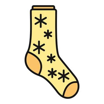Yellow winter sock with snowflake pattern cartoon icon Stock Illustration