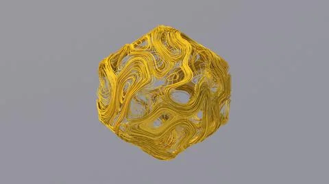 Yellow wire shape. Abstract illustration, 3d render. Stock Illustration