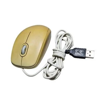 Yellow Wired USB Optical Computer Mouse 스톡 사진
