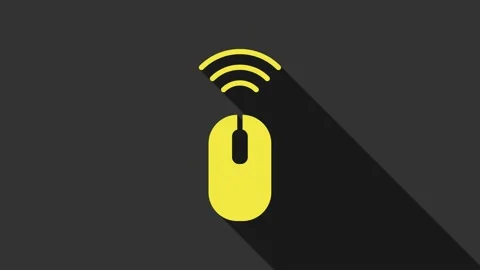 Yellow Wireless computer mouse system icon isolated on grey background. Internet Stock Footage 147702711