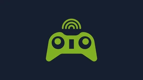 Yellow Wireless gamepad icon isolated on blue background. Game controller. 4K Stock Footage 232057117