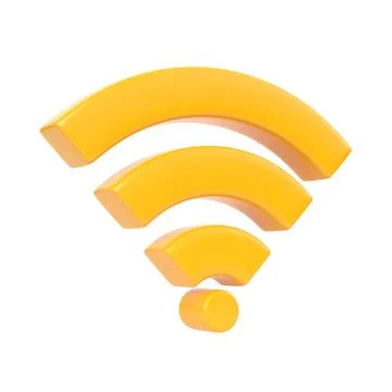 Yellow wireless network symbol isolated on white background Stock Illustration