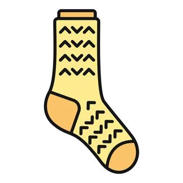 Yellow wool sock icon with chevron pattern Stockillustratie