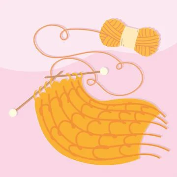 Yellow wool yarn Stock Illustration