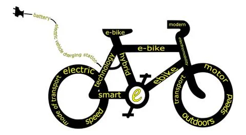 Yellow Wordcloud with E-Bike – illustration Stock Illustration